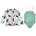 SwimZip Girl Long Sleeve Rash Guard & 1 Piece Suit UPF 50+ Pink Palm 12-18 Month
