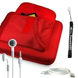 Classy Slim Hard Nylon Carrying Cube Cover Case with Pocket for Apple iPad WiFi / 3G 16GB 32GB 64GB + Includes a 4-inch eBigValue (TM) Determination Hand Strap + USB 2.0 Data Sync Cable for Apple Ipad + Fashion Earbud Headset Headphones 3.5mm In-Ear Stereo ( White )