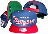 New York Rangers Script Blue/Red Two Tone Snapback Adjustable Plastic Snap Back Hat / Cap