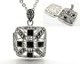 Genuine Marcasite and Black Onyx Square Sterling Silver Aromatherapy Scent Locket Pendant with 20" Cable Chain Necklace