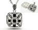 Genuine Marcasite and Black Onyx Square Sterling Silver Aromatherapy Scent Locket Pendant with 20" Cable Chain Necklace