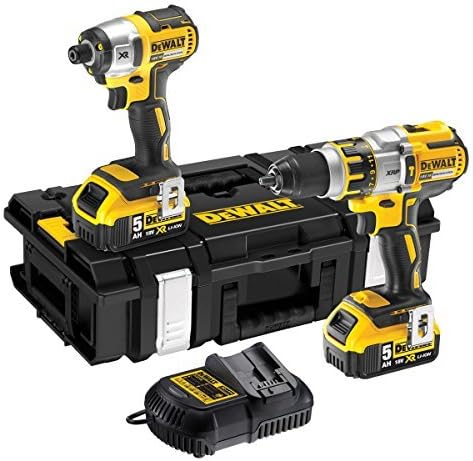 DeWalt DCK255P2-GB 18V XR Li-ion Brushless 3-Speed Combi Drill and Impact Driver (Twin Pack) by DeWalt