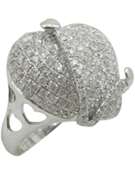 14k White Gold  4.78ctw Diamond Heart cocktail Ring LR1515 Size 7.75