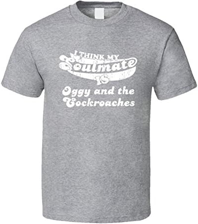 Soulmate is Oggy and the Cockroaches Christmas Gift Worn Look T Shirt XL Sport Grey