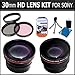 30mm HD WIDE ANGLE MACRO LENS + 2X TELEPHOTO LENS + 3 PC. FILTER KIT + SCREEN PROTECTORS + More For The Sony HDR-XR350V HDR-CX350V HDR-CX300 HDR-XR150 HDR-CX150 HDR-CX110/L DCR-SX83 DCR-SR68/L DCR-SR88 DCR-DVD650 HDR-PJ30V HDR-PJ50V