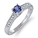 0.56 Ct Round Cut Blue Tanzanite 925 Silver Engagement Ring