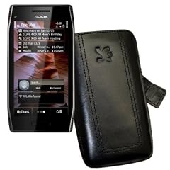 Suncase Ledertasche (Lasche mit R�ckzugfunktion) f�r Nokia X7-00 schwarz