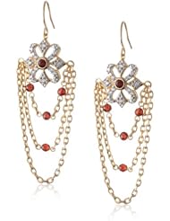 Yellow Bronze Garnet and Diamond Earrings