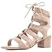Allegra K Women Open Toe Cutout Chunky Heel Lace-Up Sandals