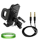 Smart Phone Rotatable Car Window, Dashboard, and Vent Mount Accessories Kit: Black for Sony Xperia S and Sony Ericsson Xperia Arc HD + Universal 3.5mm Jack Auxiliary Cable + Live*Laugh*Love VG Wristband!! thumbnail