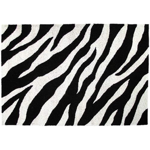 123 Creations C728A.5x8 Zebra in Black Hooked Rug - 100 Percent Wool