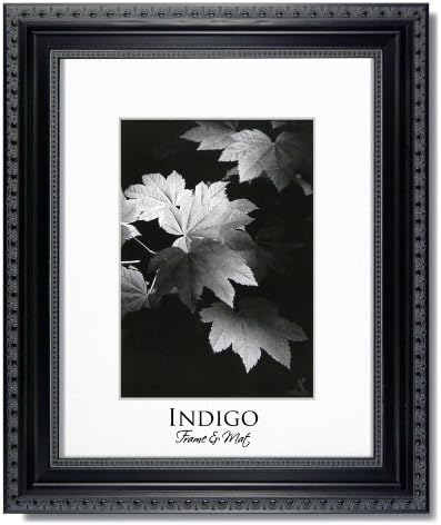 Set of 2 - 5x7 Ornate Heritage Black Photo Frame with Clear Glass, Easel Back and a Single Bright White Mat for 4x6