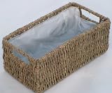 SEAGRASS STORAGE LOG BASKET WITH HANDLE-LINED.Medium