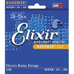 Elixir Satz Gitarrensaiten f�r E-Gitarre (ultrad�nne Nanoweb-Beschichtung, Medium 0.011 - 0.049)