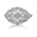 Celebrated Style: Sterling Silver White CZ Diamond Vintage Style Brooch