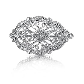Celebrated Style: Sterling Silver White CZ Diamond Vintage Style Brooch