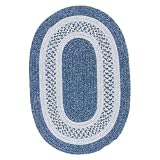 10' Round Braided Durable Blue Ribbon Area Rug