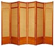 Large Folding Office Partition - 7ft. Jute Fiber Asian Shoji Screen Room Divider - 6 Panel Honey