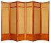 Large Folding Office Partition - 7ft. Jute Fiber Asian Shoji Screen Room Divider - 6 Panel Honey