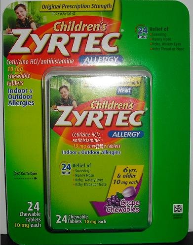 Zyrtec Children s Allergy Relief Grape 24 Count Chewable Tablets