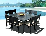 Outdoor Patio Wicker Furniture New Resin 9 Pc Square Dining Table & Chairs Set