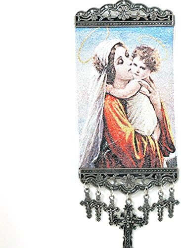 Madonna Mary Baby Jesus, Cross Wall Hanging Tapestry Banner