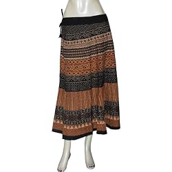 Drawstring Skirt Cotton Block Prints Patterns Size 14 (skt429)