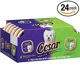 Cesar Canine Cuisine Variety Pack (Top Sirloin, Grilled Chicken) for Small Dogs, 3.5-Ounce Trays (Pack of 24)