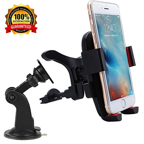 Car Mount, YUNSONG(TM) Super 3 in 1 Universal Adjustable Air Vent/ Windshield Car Phone Mount Holder Cradle for iPhone, Samsung & Other Smartphones- One Year Warranty