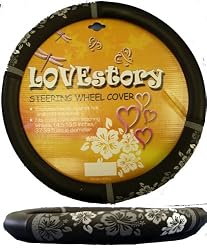 Grey Aloha Hibiscus Flower Comfort Grip Steering Wheel Cover