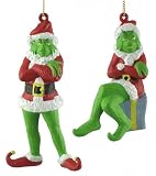 Set of 2 Dr. Seuss' The Grinch Dressed as Santa Christmas Ornaments