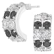 Black & White CZ Sterling Silver Hoop Earrings