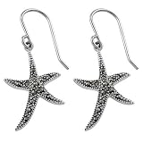 Sterling Silver Marcasite Star Fish Earrings