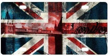 London City Skyline Union Jack Flag Custom New Fashion Metal Car License Plate 12" X 6"