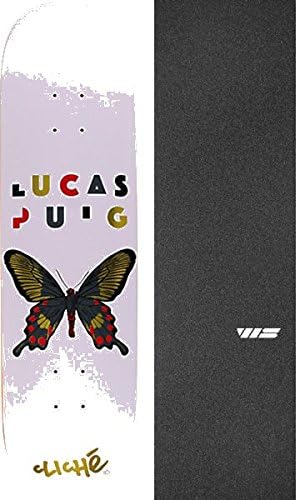 Cliche Skateboards Lucas Puig Pappilllon Resin-7 Skateboard Deck - 8.25" x 31.1" with Jessup Die-Cut Grip Tape - Bundle of 2 items