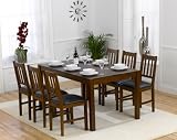 Oxford Dark Solid Oak Dining Table 150cm With 6 Oxford Dark Oak Chairs