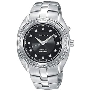 Arctura Kinetic Black Dial Link Bracelet Diamond Bezel