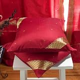 Maroon Sari Cushion Covers / Saree Pillow covers 16 X 16 Inches