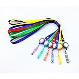 Yueton 6pcs Colorful Plastic Translucent Retractable Key Chain Reel Key ID Badge Holder with Lanyard Neck Strap