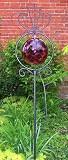 Gothic Ladybug Wrought Iron Sun Catcher Garden Stake with Red Hand Blown Glass Gazing Globe - B000TAVAU0