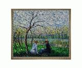 51l2degaBlL. SL160  Art Reproduction Oil Painting   Monet Paintings: Springtime with Rustic Aspen   Distressed Patina Finish   23 X 27   Hand Painted Framed Canvas Art