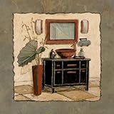 Ebony Bath I MUSEUM WRAP CANVAS Print With Added Heavy BRUSHSTROKES Charlene Winter Olson 12x12