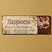 Adeco Decorative Wood Wall Hanging Sign Plaque, Happiness Burnt Orange Beige Home Decor - 14.9x5.9 Inches