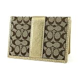 コーチ　ミニシグネチャー　定期・カード入れ（ブラウン・ゴールド）F60355   Coach Signature Card Case SV/ Khaki/ Metallic
