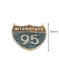 5.80 Carat White, Red, Blue Diamond Interstate sign Hip Hop Pendant in 10k Yellow gold