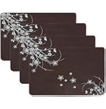 15.7"x11.8" New Silicone Solid Color Placemats,Set of 4 (Coffee 01)