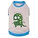 Blueberry Pet Alien The Dinosaur Cotton Dog T Shirt in Grey, Back Length 16