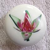Lotus Floral Ceramic Cabinet Drawer Pull Knob