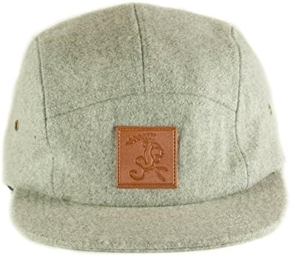 Classic Wool 5 Panel Hat (Grey w/ Leather)