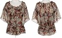 SELE Crinkle Chiffon Floral Peasant Blouse